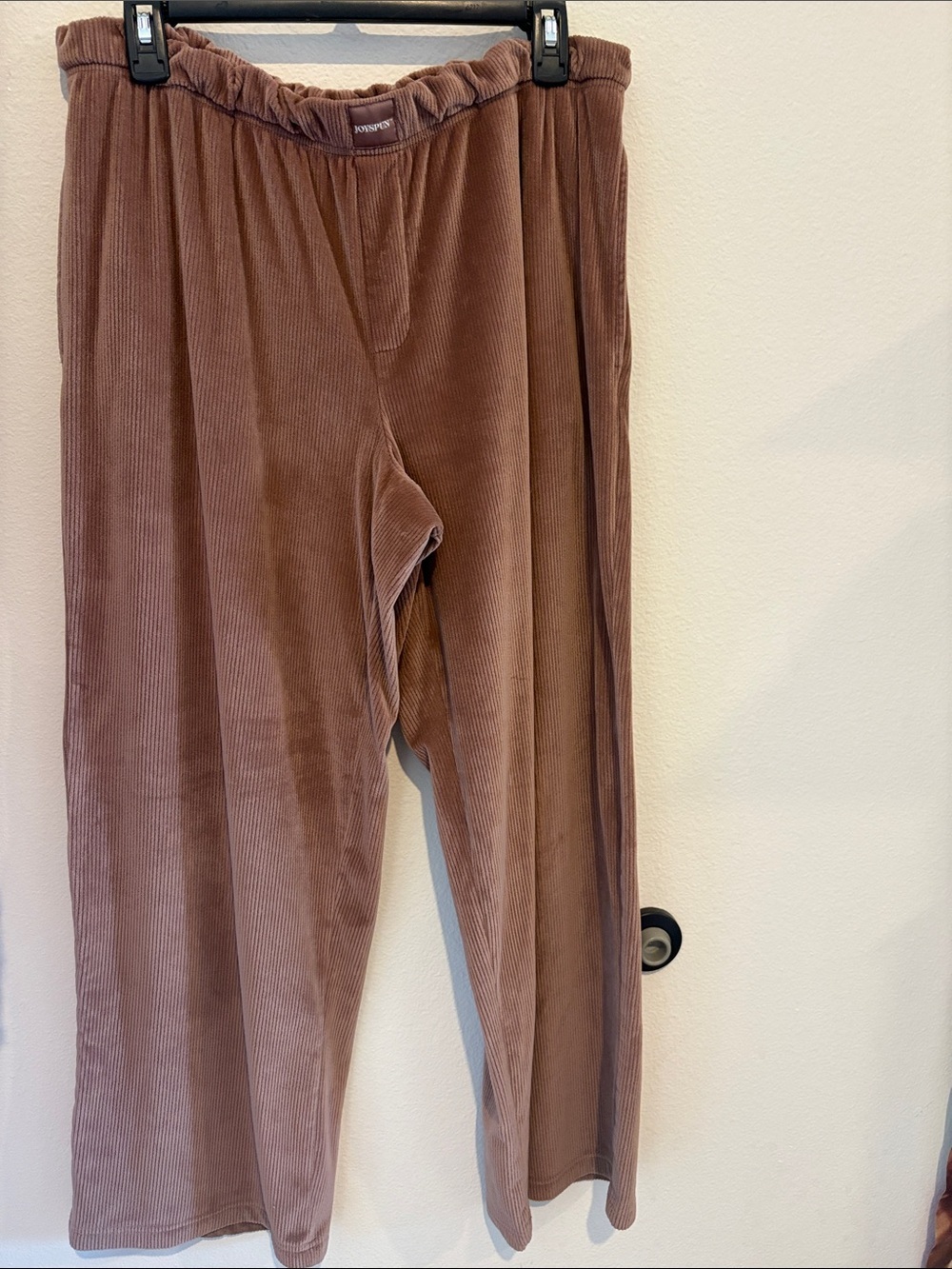 Brown Wide leg velour Sweatpants with Spandex waistband - Picture 2 of 3
